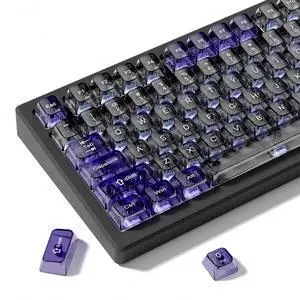 Womier Transparent Black Purple Keycaps,Glossy Jelly Key caps Clear | Shine Through keyboard keycaps translucent,MDA Profile,115 keys PC keycaps for Mechanical Keyboard with MX Switches Womier Transparent Black Purple Keycaps,Glossy Jelly Key caps Clear | Shine Through keyboard keycaps translucent,MDA Profile,115 keys PC keycaps for Mechanical Keyboard with MX Switches