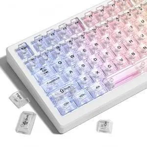 Womier White Clear Keyboard keycaps,Transparent Key caps 60 75 100 Percent,Crystal Jelly Keycap Set,Shine Through Key caps.,Cherry Profile Keyboard caps for Mx Switches Mechanical Keyboard Womier White Clear Keyboard keycaps,Transparent Key caps 60 75 100 Percent,Crystal Jelly Keycap Set,Shine Through Key caps.,Cherry Profile Keyboard caps for Mx Switches Mechanical Keyboard