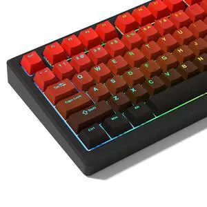 Womier PBT Keycaps, Double Shot Shine Through Custom Keycaps, Gradient Keycaps Cherry Profile, Minimalist Style Red and Black Keyboard Keycap for Mechanical Keyboard (Red) Womier PBT Keycaps, Double Shot Shine Through Custom Keycaps, Gradient Keycaps Cherry Profile, Minimalist Style Red and Black Keyboard Keycap for Mechanical Keyboard (Red)