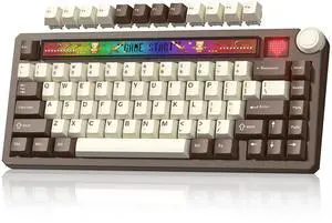 Womier 75% Wireless Mechanical Keyboard with Screen and Knob Keyboard | Retro Creamy Bluetooth Gaming Keyboard Custom Clear Light Box,RGB/Hot Swap/PBT Keycap,VIA Programmable for Mac/PC,K80 Brown Womier 75% Wireless Mechanical Keyboard with Screen and Knob Keyboard | Retro Creamy Bluetooth Gaming Keyboard Custom Clear Light Box,RGB/Hot Swap/PBT Keycap,VIA Programmable for Mac/PC,K80 Brown