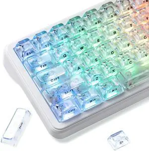 Womier Ice Clear Keycaps Set, 126 Keys Transparent Shine Through Keycap, ASA Profile Keyboard Key Caps, MX-Compatible for 61/68/84/87/98/100/104-Key Mechanical Keyboard Womier Ice Clear Keycaps Set, 126 Keys Transparent Shine Through Keycap, ASA Profile Keyboard Key Caps, MX-Compatible for 61/68/84/87/98/100/104-Key Mechanical Keyboard