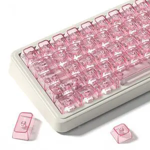 Womier Clear keycaps,Transparent Keyboard keycaps,Jelly Key caps Set,Shine Through keycap,MDA Profile Keyboard caps for Mx Switches Mechanical Keyboard(Pink) Womier Clear keycaps,Transparent Keyboard keycaps,Jelly Key caps Set,Shine Through keycap,MDA Profile Keyboard caps for Mx Switches Mechanical Keyboard(Pink)