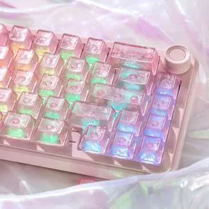 Womier dagaladoo Pink Clear keycaps,Translucent keycaps,Shine Throug Key caps Womier dagaladoo Pink Clear keycaps,Translucent keycaps,Shine Throug Key caps