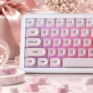 Womier PBT Keyboard keycaps,moa keycaps Jelly,Gradient White/Pink Womier PBT Keyboard keycaps,moa keycaps Jelly,Gradient White/Pink