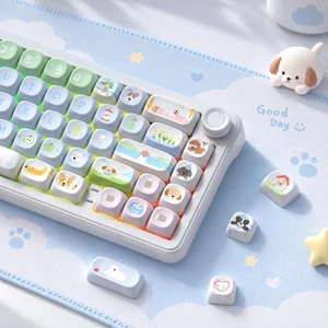 Womier PBT Keyboard Keycaps, Blue/Green MOA keycaps,Cute Puppy Womier PBT Keyboard Keycaps, Blue/Green MOA keycaps,Cute Puppy