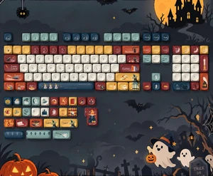 Womier PBT Keyboard Keycaps, Colorful MOA keycaps,Halloween Theme Womier PBT Keyboard Keycaps, Colorful MOA keycaps,Halloween Theme
