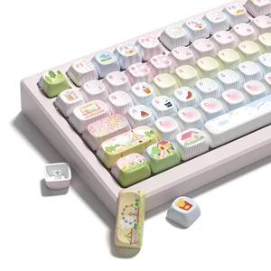Womier Cute Animal PBT Keycaps, MOA Profile Round Keyboard Keycaps, Pink Womier Cute Animal PBT Keycaps, MOA Profile Round Keyboard Keycaps, Pink