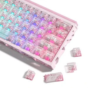 Womier Honeycomb Clear Keycaps, Pink Shine Through Keycaps, Jelly Keycap Womier Honeycomb Clear Keycaps, Pink Shine Through Keycaps, Jelly Keycap