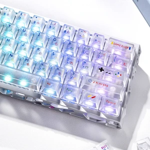 Womier White Clear Keycaps,Frost Jelly Key caps,Pixel Game Womier White Clear Keycaps,Frost Jelly Key caps,Pixel Game