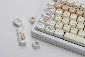 Womier Cute Brown PBT Keycaps, MOA Profile Round Keyboard Keycaps, Cute Cat Womier Cute Brown PBT Keycaps, MOA Profile Round Keyboard Keycaps, Cute Cat