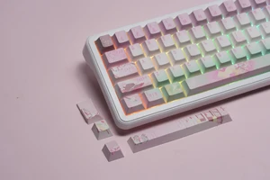 Womier PBT Keycaps, Cherry Profile Shine Through Keycaps, Pink Spring Womier PBT Keycaps, Cherry Profile Shine Through Keycaps, Pink Spring