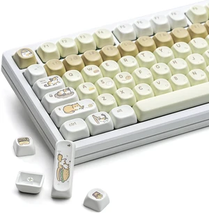 Womier Cute Brown PBT Keycaps, MOA Profile Round Keyboard Keycaps, Cute Cat Womier Cute Brown PBT Keycaps, MOA Profile Round Keyboard Keycaps, Cute Cat