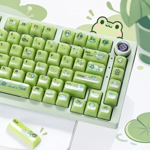 Womier Jelly Green Frog Cute Keycaps, Matcha Shine Through Keycaps Set