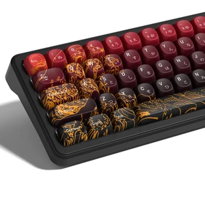 Womier PBT Keyboard Keycaps, Red MOA keycaps,Kanagawa theme