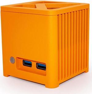 Fanless Mini Computer (3.15 inch), Intel® N150, 16GB LPDDR5, SSD M.2 256GB, Intel® UHD Graphics 4K, WiFi 6, BT 5.2, Build in France, Win11P, Aluminum, Orange