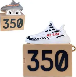 Shoe Box Case Cover fit for Airpods 3 3rd Generation 2021 (350 White), 3D Creative Sports Shoes Cute Cartoon Funny Fun, Soft Silicone Skin Keychain Ring, for Girls Boys Teens Men