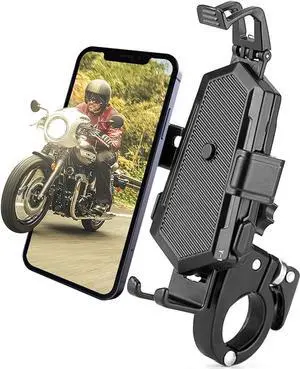 KEXIKELE Motorcycle Phone Mount,Aluminum Alloy Bike Phone Mount, Bike Phone Holder for 6.0in - 8in Cellphone,Adjustable in All Directions 360 Handlebar Phone Mount.