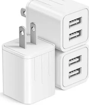 USB Wall Charger,3-Pack USB Charger Fast Wall Charger Block 2.1A Dual Port USB Plug Adapter Box Charger for iPhone 14/13/12/11 Pro Max/Samsung Galaxy S23 S22 S21,Android Power Block Fast Charger Brick
