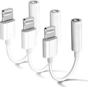 3 Pack Headphone Adapter for iPhone Connects Lightning to 3.5mm Dongle Auxiliary Audio Splitter Cable AKAVO Adapter Compatible with iPhone 7 8 11 11 Pro 12 12 Pro X XR XS XS Max