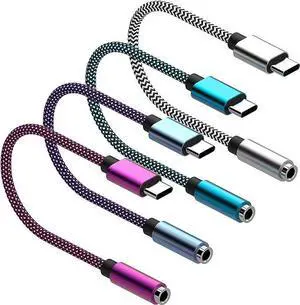 USB Type C to 3.5mm 4pack Female Headphone Jack Adapter: Type C to Aux Audio Cable Cord Compatible with Samsung Galaxy S22+ S21 Ultra S20 S10 S9 Note 20 10, Google Pixel 6 Pro/5/4/3/2