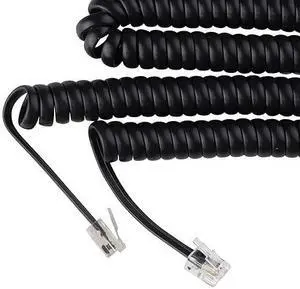 Phone Cord for Landline Phone  Problem-Free, Telephone Handset Curly Land Line Cord - Easy to Use + Excellent Sound Quality  Phone Cords for Landline in Home or Office (15ft Long) Color: Black