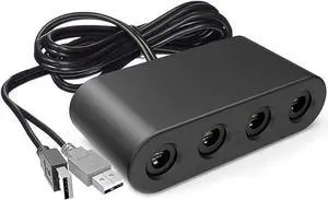 Adapter for Switch Gamecube Controller Adapter and WII U and PC, Super Smash Bros Gamecube Controller Adapter. Support Turbo and Vibration Features with 180cm Long Cable
