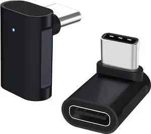 Right Angle USB C Adapter (2-Pack), Up and Down 90 Degree Type C Male to Female 10Gbps PD 60W Fast Charge Connector for Steam Deck,Switch,Quest,MacBook,Laptop,Tablet,Phone (Black)