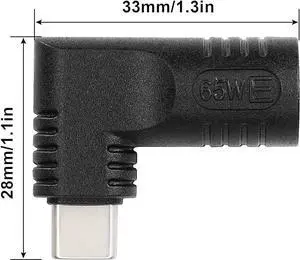 DC 3.5mm x 1.35mm to USB C Adapter,90 Degree DC to PD 65W USB Type C Male Power Plug Charge Adapter Compatible for Laptop Phone