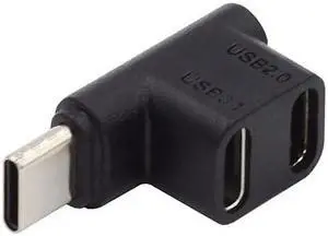 CY USB4 USB-C Type C Male Female Power Data Video Extension Connector Adapter for NS Switch & Phone & Laptop (Male to Dual Female)