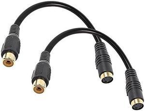 S-Video to RCA Cable Composite RCA Female to S-Video 4 Pin Mini DIN Terminale Female AV Stereo Audio Video Connector Adapter Extension Cable-2PCS 15CM/5.9Inch