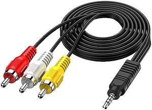 3.5mm to RCA Camcorder Handycam AV Audio Video Output Cable, 1/8" TRRS to 3 RCA Male Plug AUX Cable Cord for TV,Smartphones,MP3, Tablets,Speakers,Home Theater - 5ft