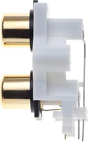 2X Phono Sockets, Gold Plated Contact Parts, PCB - RCA Female Jack 4 Pin Mounted AV Concentric Outlet 2 Socket Connector Stereo Audio Video