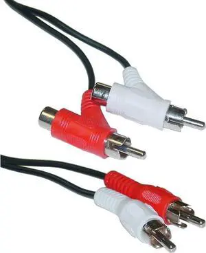 RCA Audio Piggyback Cable, 2 RCA Male to 2 RCA Male + RCA Female Piggyback, 6 Foot