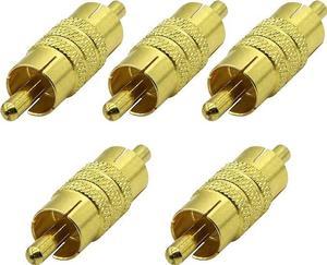 RCA Coupler Connector Gold Plated RCA Male to Male RCA Adapter Extension AV/TV Audio Video Cable Metal Connector (5 Pack)