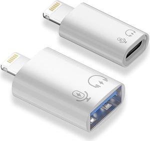 AreMe 2 Pack USB C/USB 3.0 Female to Lightning Male OTG Adapter for iPhone/iPad, Support Connect Card Reader, U Disk, USB Flash Drive, Keyboard, Mouse, Lavalier Microphone, Digital Headphone