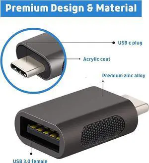 USB C to USB Adapter Pack of 2 USB to USB3 Female Adapter Compatible with MacBook Pro 2023 iPad Mini 6/Pro MacBook Air and Other Type C or Thunderbolt 4/3 Devices Space Grey