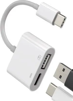 USB-C to USB A OTG Charger Adapter(2in1)Type C Charging Cable Accessories Thunderbolt Charge Converter 3.0 Mouse Port Dongle Compatible for Samsung Google Apple IPhone15 Pro Max Plus ipad Air Macbook
