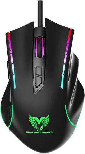 Gaming Mouse, Wired Gaming Mouse with RGB Backlit, 8000 DPI Adjustable, Mouse with 9 Programmable Macro Buttons & Fire Button, Software Supports DIY Keybinds, M910-K