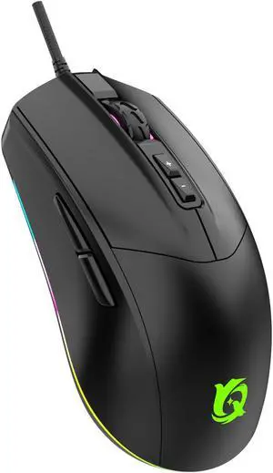 Gaming Mouse, Wired Gaming Mouse with RGB Backlit, 8000 DPI Adjustable, Mouse with 9 Programmable Macro Buttons & Fire Button, Software Supports DIY Keybinds, M910-K