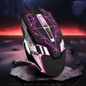Gaming Mouse, Wired Gaming Mouse with RGB Backlit, 8000 DPI Adjustable, Mouse with 9 Programmable Macro Buttons & Fire Button, Software Supports DIY Keybinds, M910-K
