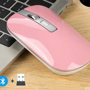 Wireless Bluetooth Dual Mode 2.4G Mouse Metallic Mute Simple Business Office Charging Mouse M106-Pink