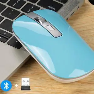 Wireless Bluetooth Dual Mode 2.4G Mouse Metallic Mute Simple Business Office Rechargeable Mouse M106-Blue