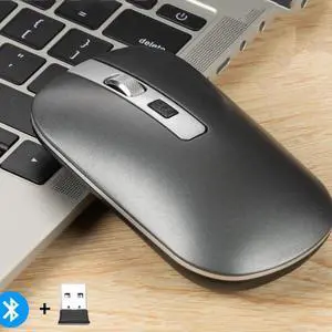 Wireless Bluetooth Dual Mode 2.4G Mouse Metal Texture Mute Simple Business Office Charging Mouse M106-Gray