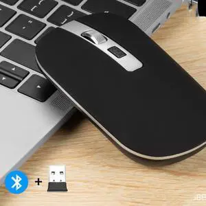 Wireless Bluetooth Dual Mode 2.4G Mouse Metal Mute Simple Business Office Rechargeable Mouse M106-Black