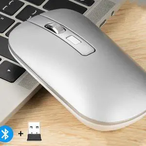 Wireless Bluetooth dual-mode 2.4G mouse metal texture mute simple business office rechargeable mouse M106-Silver
