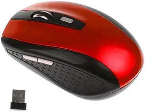 Wireless Mouse for PC, Mac, Laptop, 2.4 GHz with USB Mini Receiver, Optical Tracking, 12-Months Battery Life, Ambidextrous - Red
