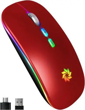 Wireless bluetooth dual mode rechargeable mouse mute for ipad laptop bluetooth office - red