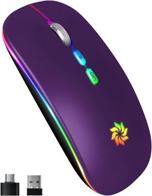 Wireless bluetooth dual mode rechargeable mouse mute for ipad laptop bluetooth office - purple