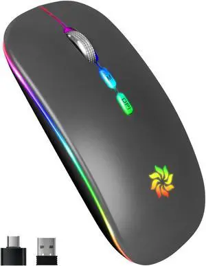 Wireless bluetooth dual mode rechargeable mouse mute for ipad laptop bluetooth office - Grey