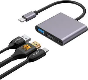 USB C Docking Station TYPE-C 7-in-1 HDMI PD Hub 3in1 [HDMI4K30HZ+USB3.0+100W PD] Space Grey